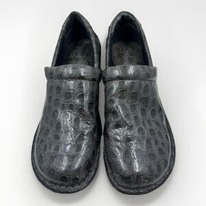 BOC Born Concept PEGGY Black Gray Croc Print Slip On Clog Shoes Size 9.5US EU 41
